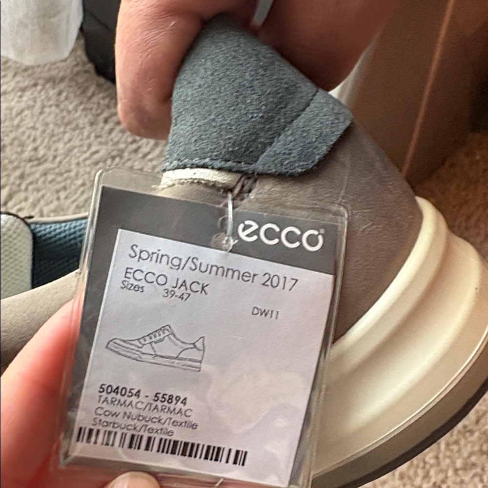 ECCO Men's Taupe and Blue Sneakers - Picture 5 of 5
